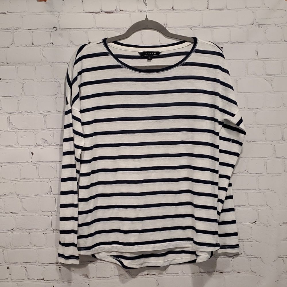 Kiara navy blue and white striped top